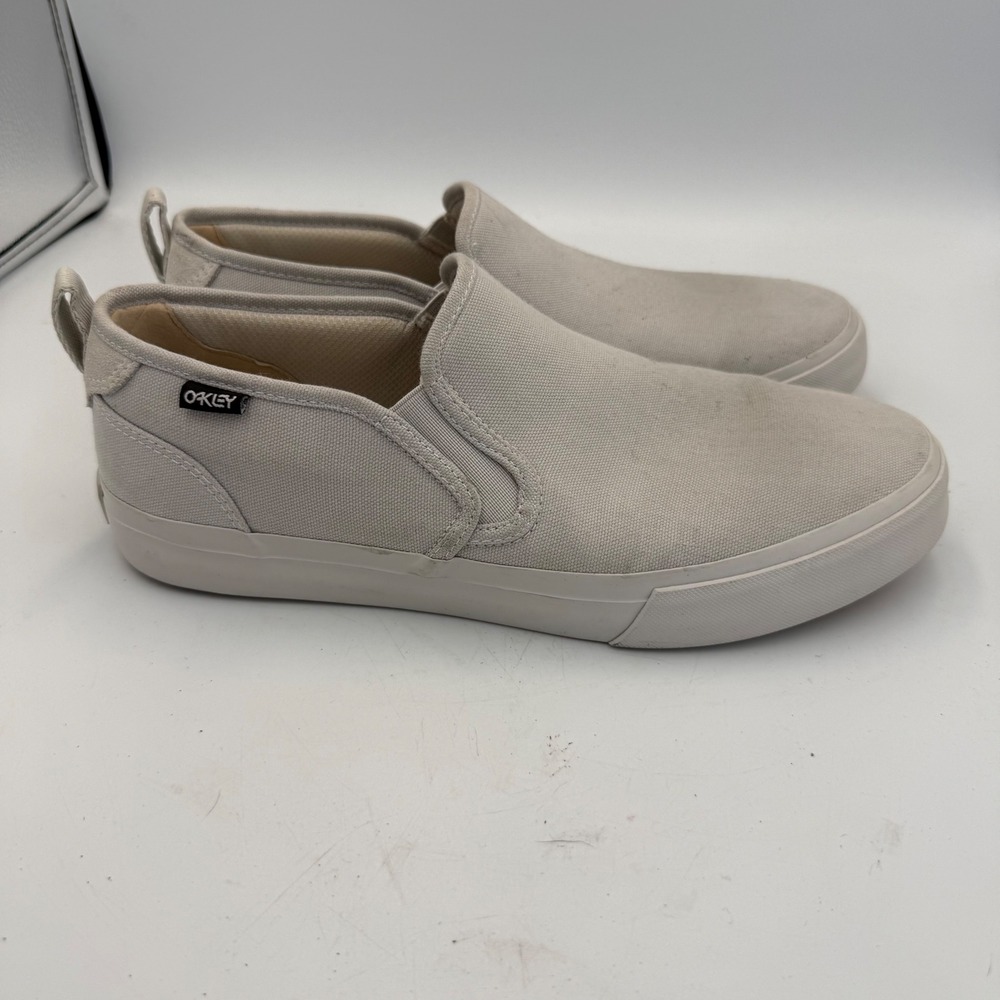 Oakley Canvas Slip On Shoes Mens 9 Gray Off White Casual Sneakers FOF100152